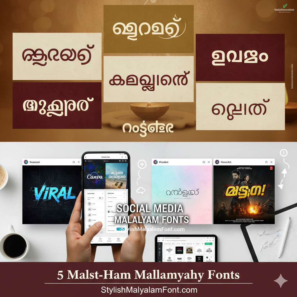 Stylish Malayalam Fonts in Canva and PicsArt